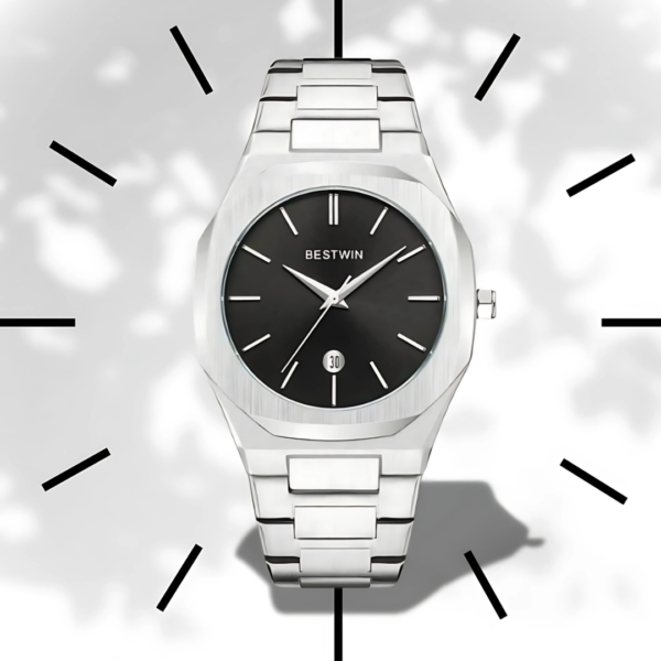 BESTWIN AM-BW3 Classic Steel Watch with Black Dial 2